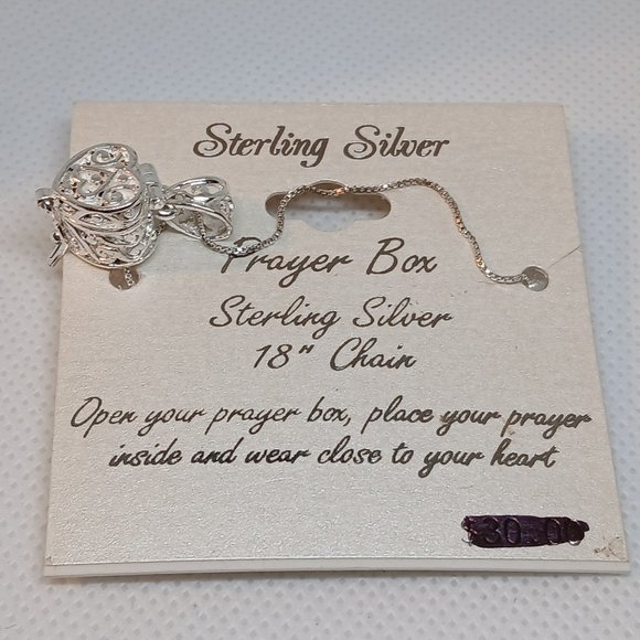 NWT 18" Chain Vintage Sterling Silver 925 Prayer Box Heart Locket Necklace #15W - Picture 3 of 8